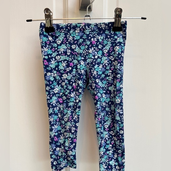 Carter’s 12M Blue, Green, and White Floral Girls Stretch Leggings Pants - Picture 1 of 4